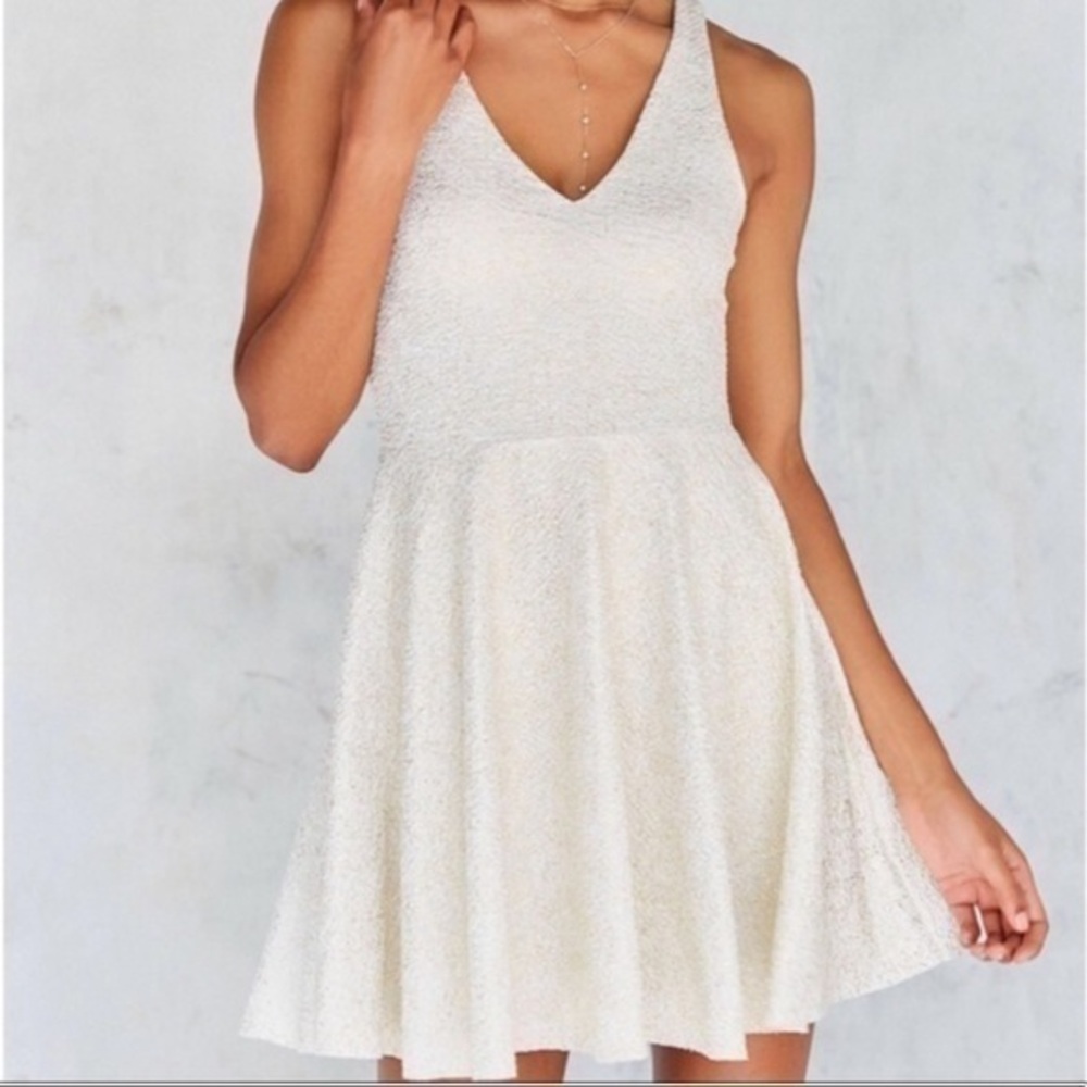 Urban Outfitters Silence Noise Ivory Gold Dress S